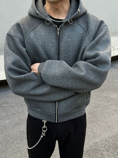 Oversize Zipper Short Hoodie WN19532