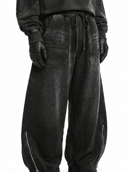 Washed Cargo Pocket Wide Leg Denim Jeans WN28019