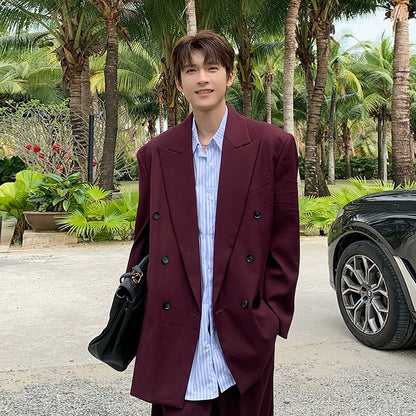 Double-Breasted Tailored Jacket & Wide Leg Trousers Setup WN20395