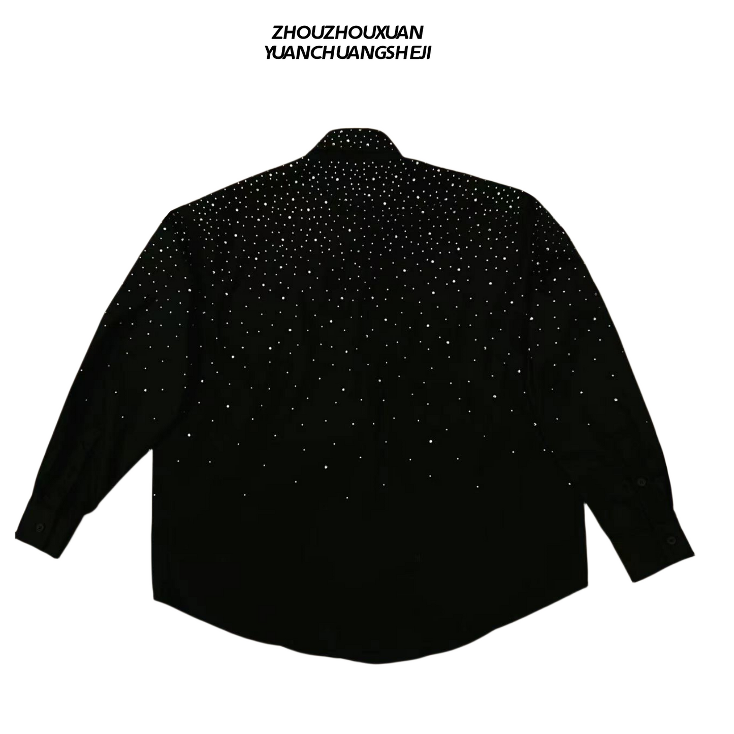 Rhinestone Star Detachable Shoulder-Pad Long Sleeve Shirt WN20717