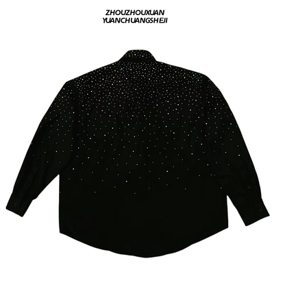 Rhinestone Star Detachable Shoulder-Pad Long Sleeve Shirt WN20717