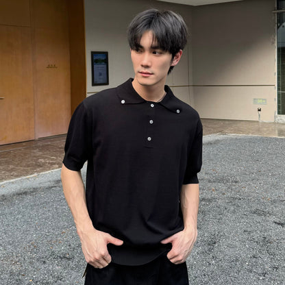Oversize Knit Polo Short Sleeve Shirt WN25324