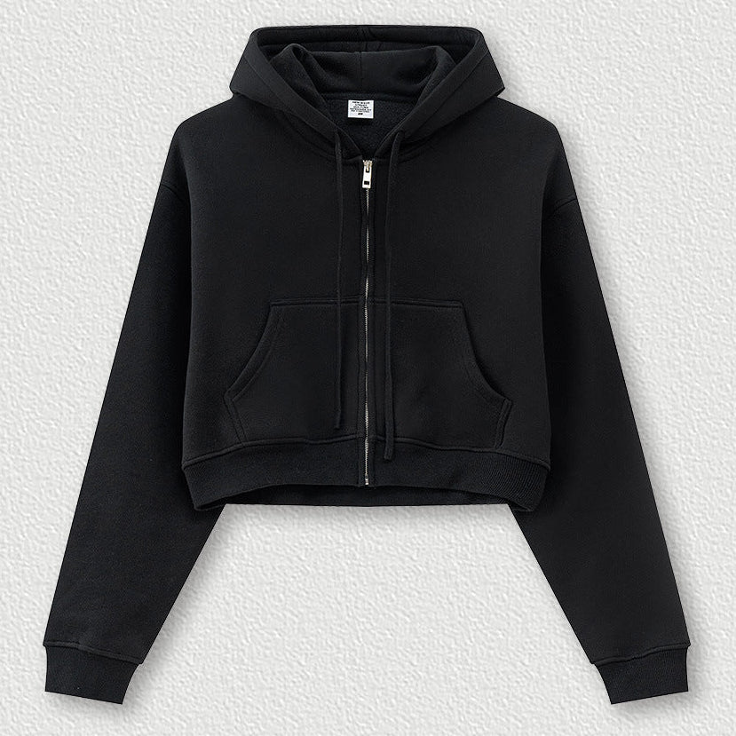 Cropped Sporty Zipper Hoodie & Sweat Jogger Pants & Straight-Leg Sweatpants Setup WN23116