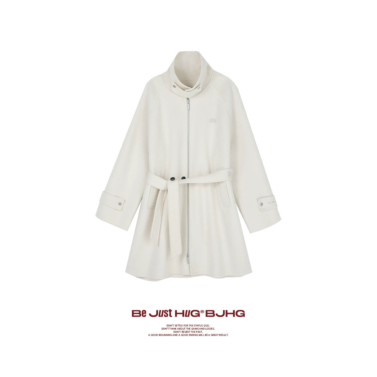 Double Zipper Wool Belted Long Coat WN9815