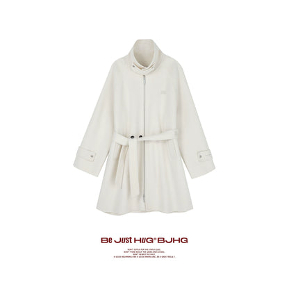 Double Zipper Wool Belted Long Coat WN9815