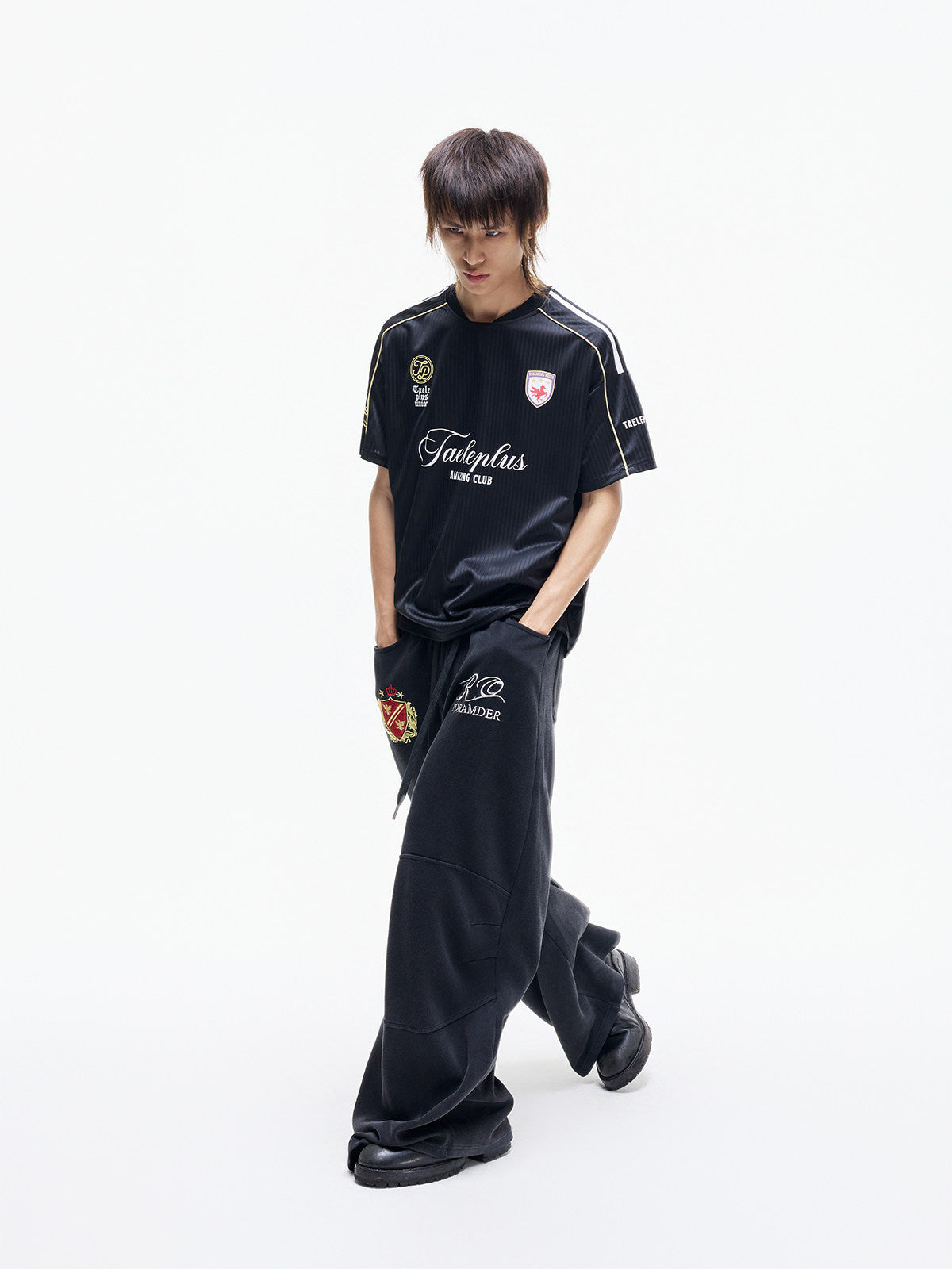 Sporty Textured Panel Print Short Sleeve T-Shirt WN27309