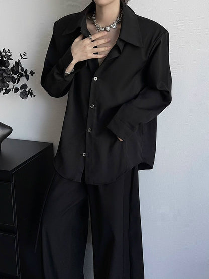 Shoulder-Pad Oversize Long Sleeve Shirt WN19363