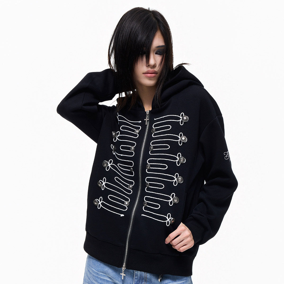 Napoleon Braid Cross Zipper Hoodie WN27338