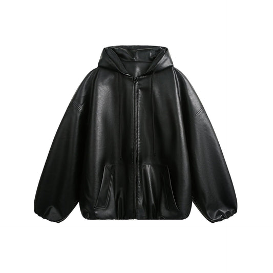 Hooded PU Leather Jacket WN13003