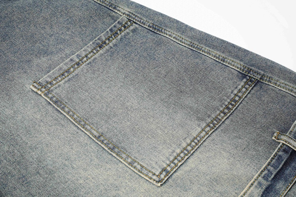Gradient Multi-Pocket Drawstring Wide Leg Denim Jeans WN27828