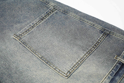 Gradient Multi-Pocket Drawstring Wide Leg Denim Jeans WN27828