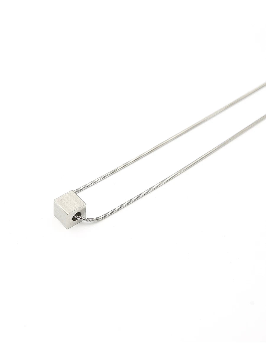 WN24938 ONELYC1NS trendy brand titanium steel necklace geometric small square pendant niche design sense clavicle chain WN24938