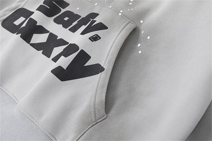 Letter Print Fleece Oversize Pullover Hoodie WN11195