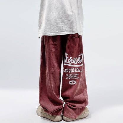 Graffiti Design Wide Leg Denim Jeans WN23989