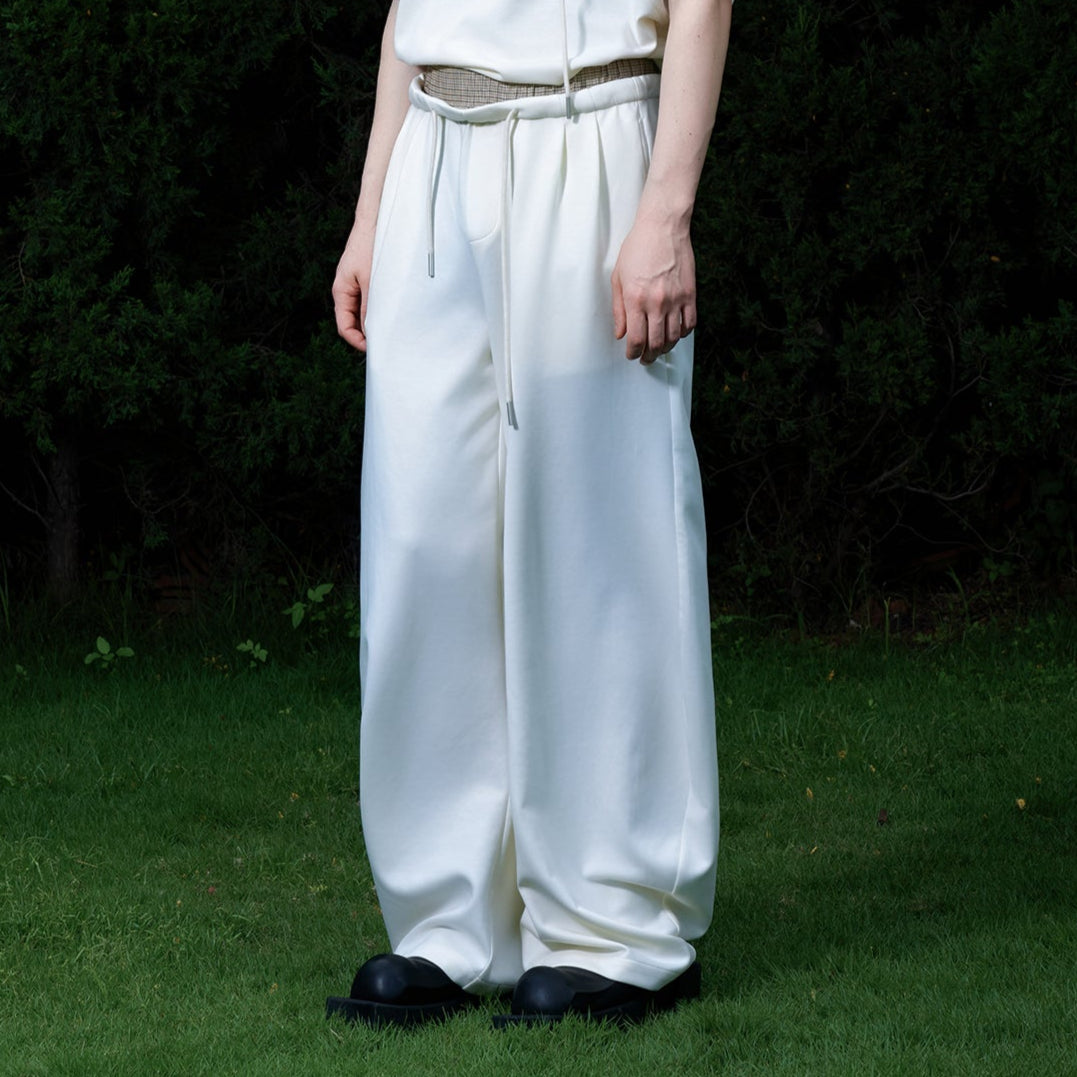 Houndstooth V-Neck Short Sleeve T-Shirt & Double Waistband Curved Hem Pants Setup WN18366