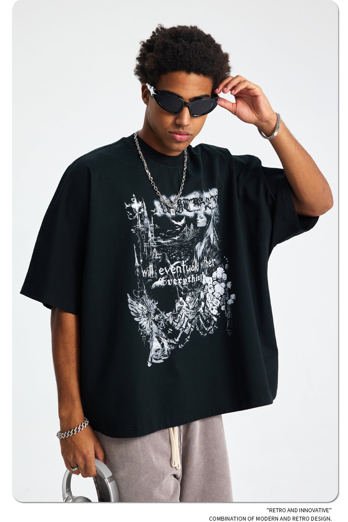 Graphic Print Oversize Short Sleeve T-Shirt WN16264