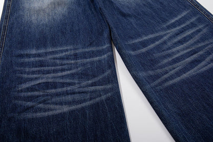 Star Print Curved Wide Leg Denim Jeans WN25727