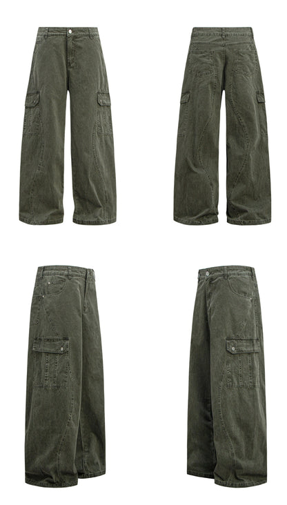 Washed Multi-Pocket Wide Leg Cargo Pants WN26231