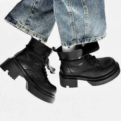 Chunky Platform Lace-Up Flap Boots WN24518
