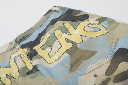 Camouflage Chain Charm Cropped Half Pants WN25539