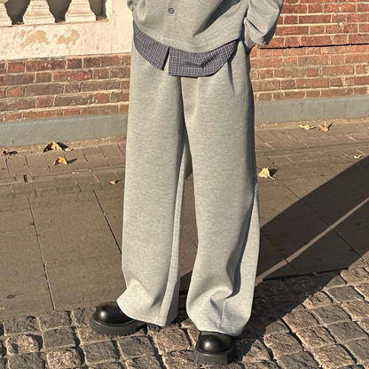Fake Layered Jacket & Wide Leg Sweatpants Setup WN25162
