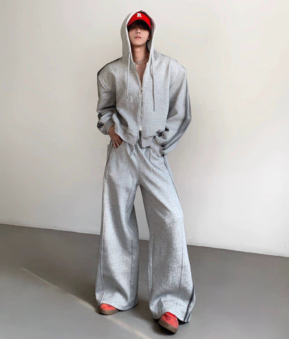Double Zipper Hoodie & Wide Leg Pants Setup WN21955
