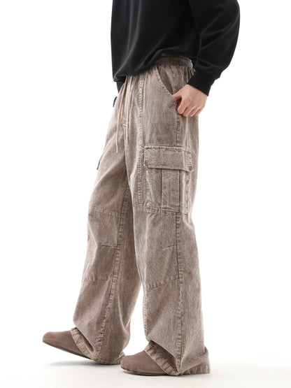 Corduroy Wide-Leg Cargo Pants WN10269