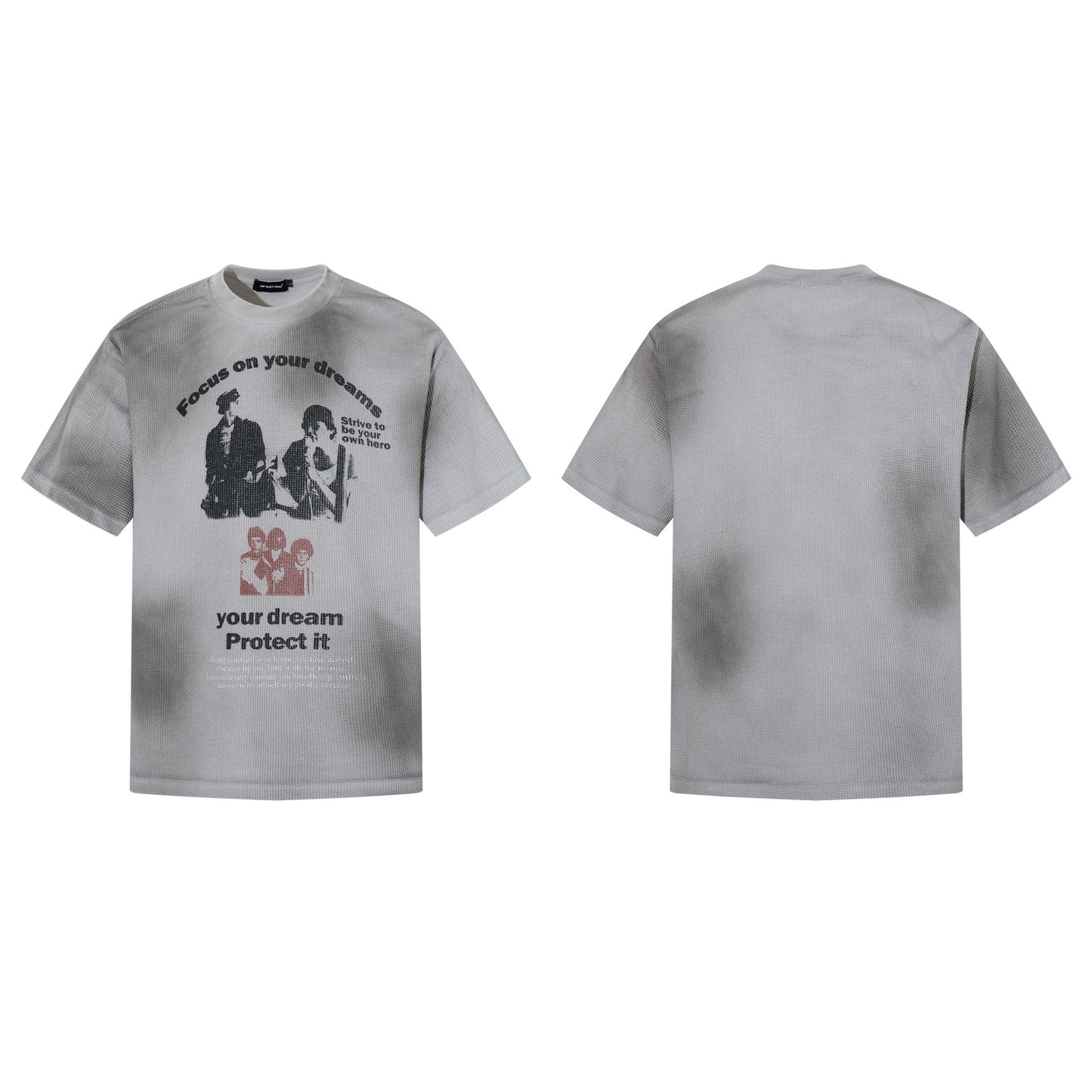 Waffle Figure Graphic Letter Print Short Sleeve T-Shirt WN25484
