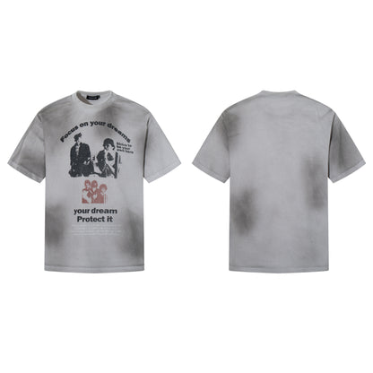 Waffle Figure Graphic Letter Print Short Sleeve T-Shirt WN25484