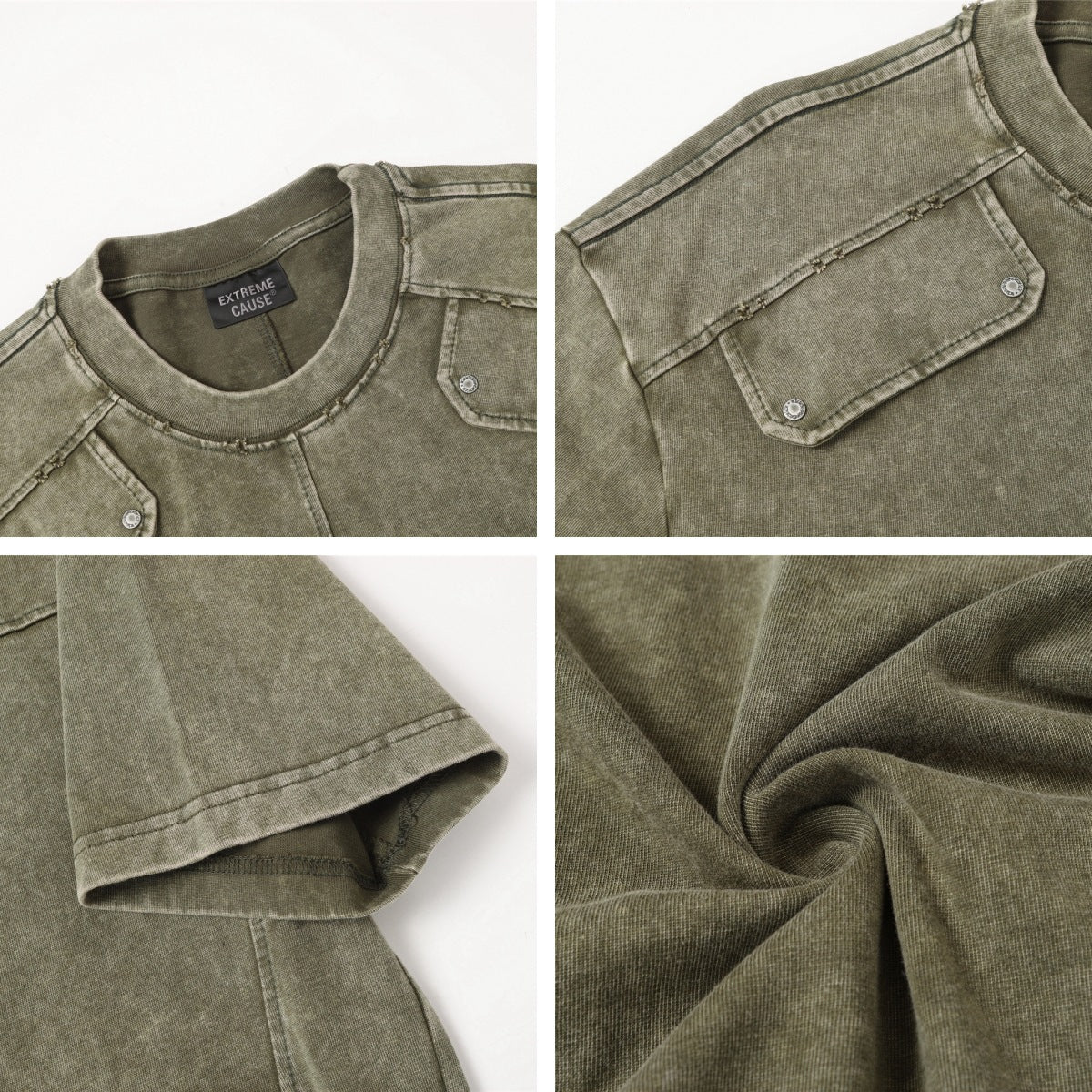 Washed Cargo Multi-Pocket Short Sleeve T-Shirt WN26885