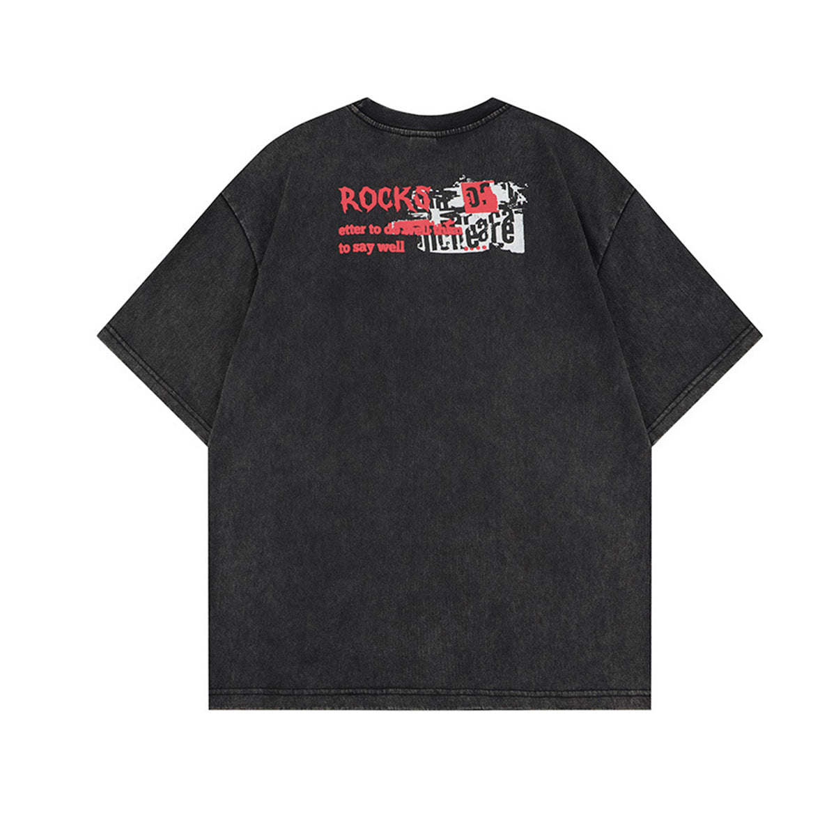 Washed Rock Band Print Short Sleeve T-Shirt WN25485