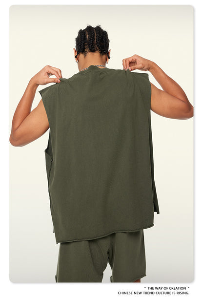 Washed Oversize Sleeveless T-Shirt WN6069