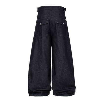 Raw Denim Deconstruction Wide Leg Denim Jeans WN26105