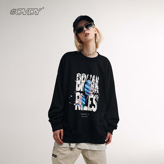 Letter Print Oversize Pullover Sweatshirt WN12316