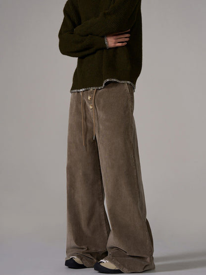 Washed Corduroy Wide-Leg Straight Pants WN10653