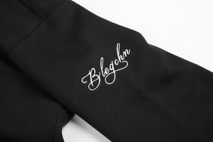 Knot Embroidery Metal Stud Cross Zipper Hoodie WN27796