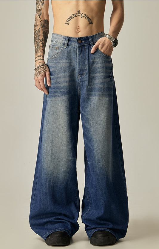 Wide-Leg Straight Denim Jeans WN7764