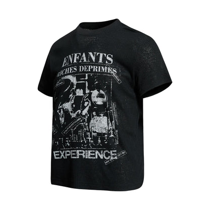 Ribbed Graphic Art Print Short Sleeve T-Shirt WN26030