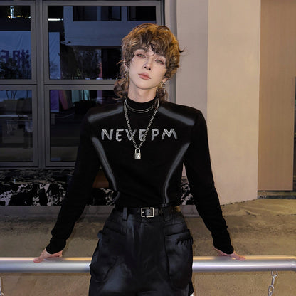 Letter High-Neck Knit Sweater WN25105