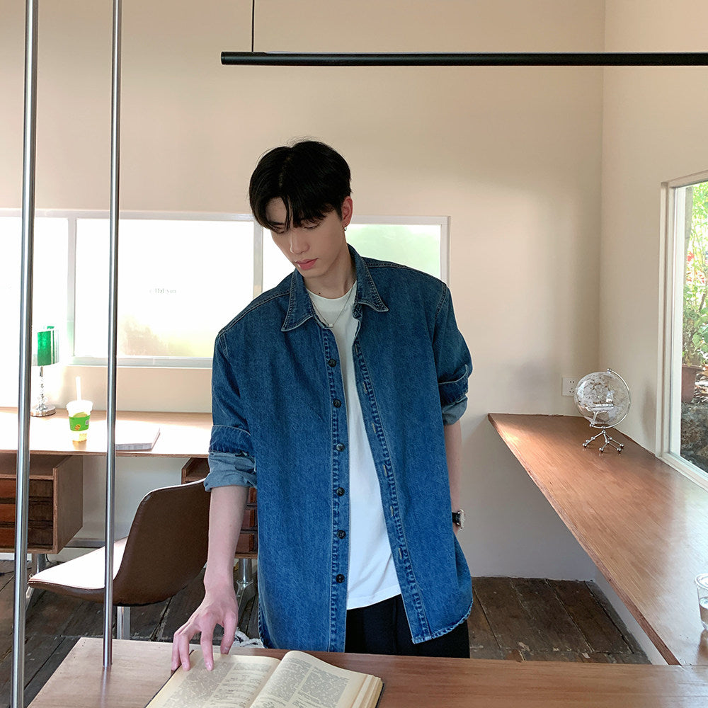 Oversize Denim Long Sleeve Shirt WN24934