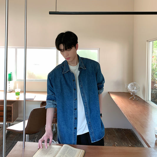 Oversize Denim Long Sleeve Shirt WN24934