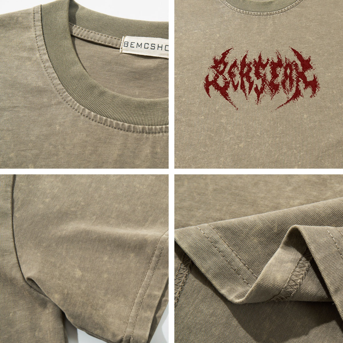 Washed Gothic Letter Print Short Sleeve T-Shirt WN26914
