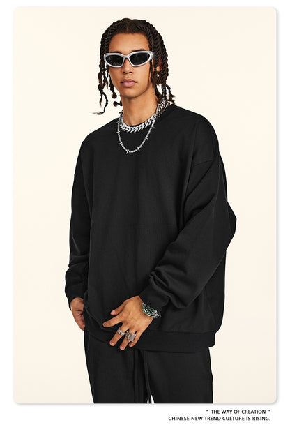 Oversize Heavyweight Basic Round Neck Sweatshirt WN9929