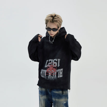 Cracked Letter Print Hoodie WN8829