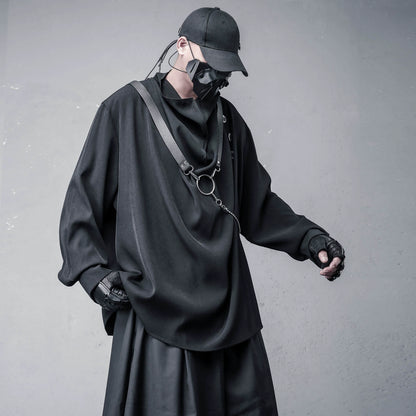 Draped High-Neck Long Sleeve  T-shirt WN22456