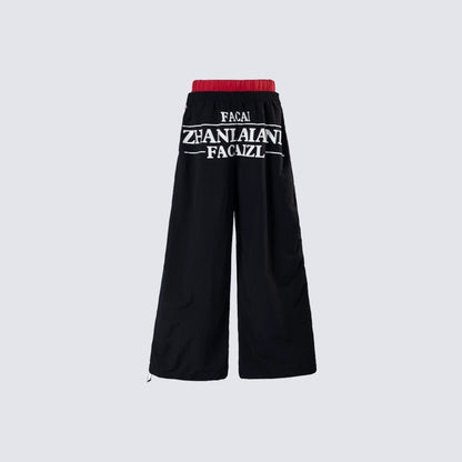 Double Waist Contrast Stripe Wide Leg Sweatpants WN28010