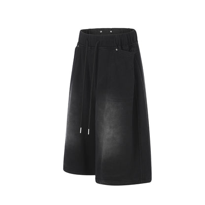 Washed Drawstring Half Sweatpants WN25498