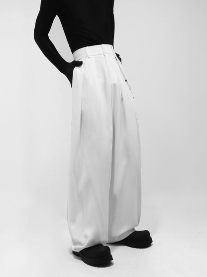 Metal Decor Jacket & Wide Leg Trousers Setup WN23668
