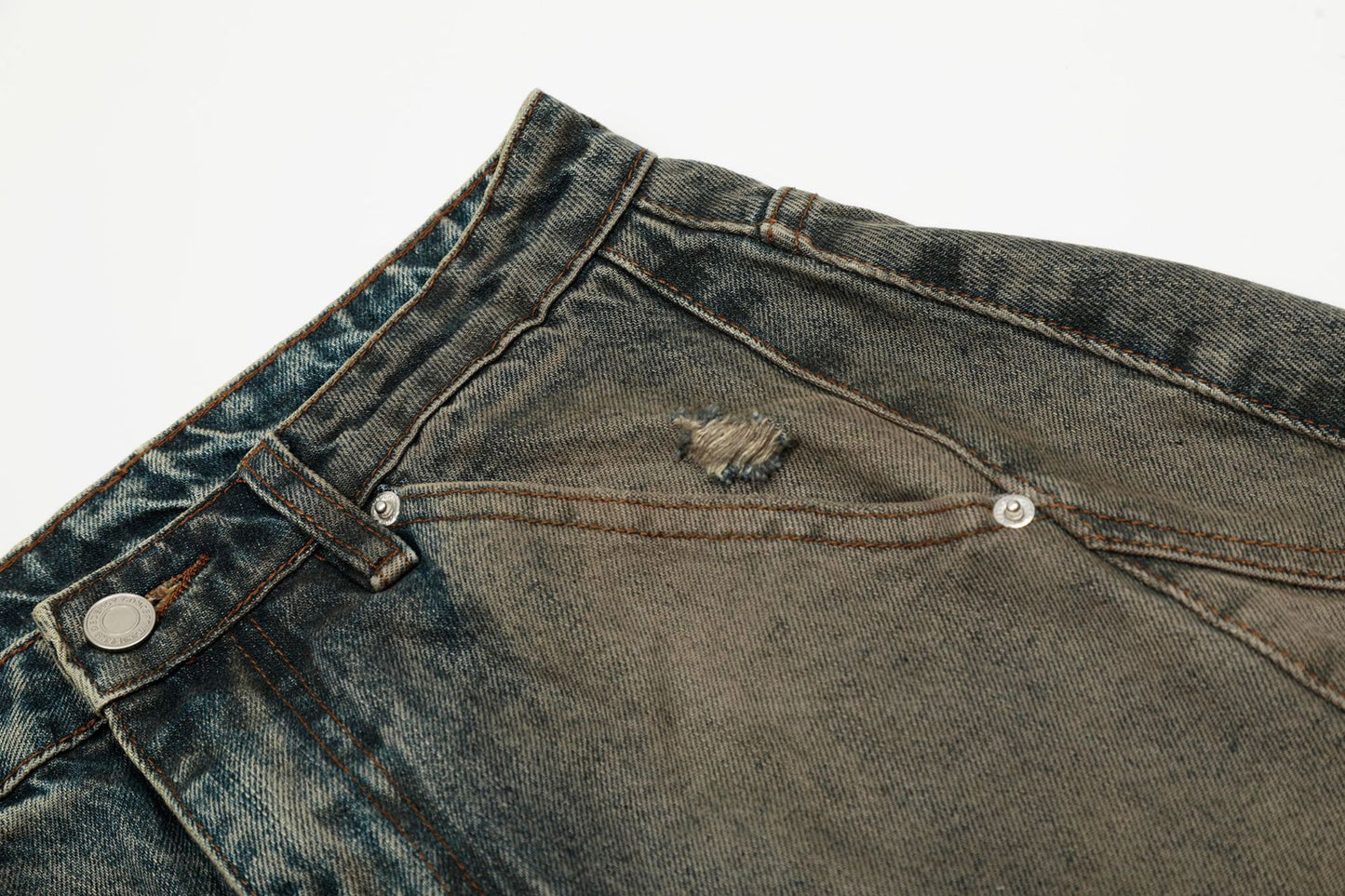 Washed Deconstruction Barrel Denim Jeans WN26067