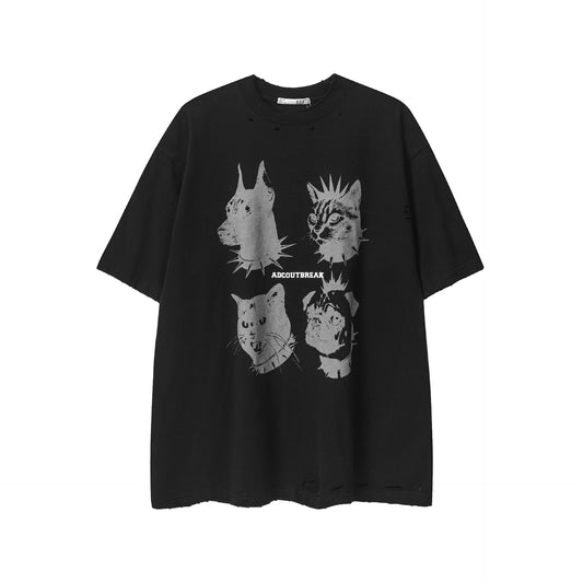 Damage Animal Print Short Sleeve T-Shirt WN25808
